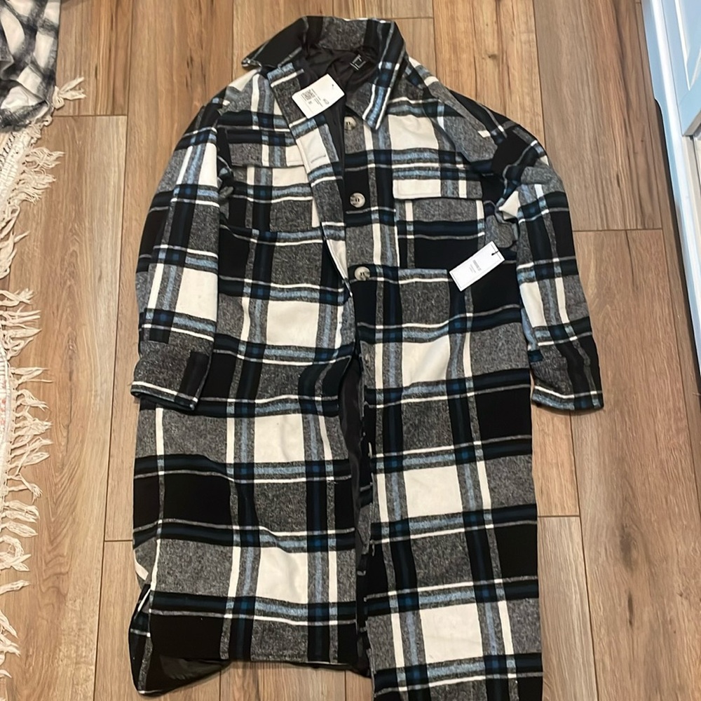 Forever 21 longline plaid jacket